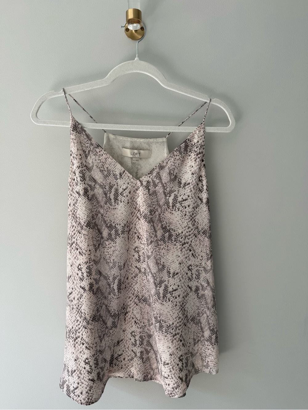 LOFT Snake-Print Spaghetti Strap Cami in Gray and Cream